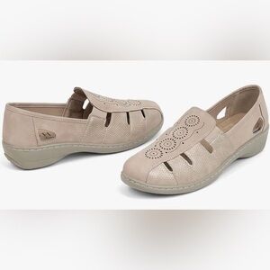 VJH Confort Beige Perforated Slip-On Loafers for Women